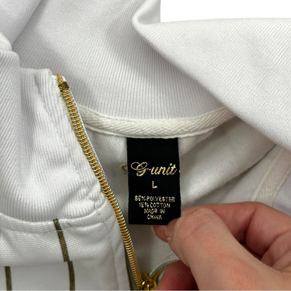 G-Unit Vintage Women’s Full Zip Pin Stripe Jersey Short Sleeve Large - Picture 3 of 7